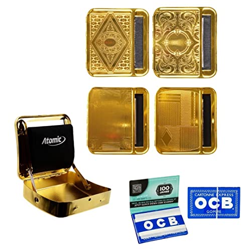 raupir Set Zigaretten Drehmaschine goldfarben OCB Papers blau Tabakdose Box raupir Set Zigaretten Drehmaschine goldfarben OCB Papers blau Tabakdose Box von raupir