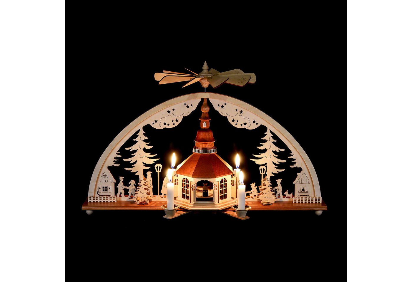 rauta Schwibbogen Schwibbogen mit Pyramide Seiffener Kirche (51x27cm) von Rauta von rauta