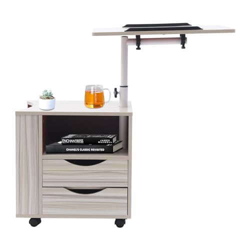ravixia Nachttisch Funktioneller Drehbarer Verstellbarem Mobil Schlafzimmer Nachtkommode KäStche Offenem MöBel Kaffee Tisch Kommode Hubtisch Holz Laptoptisch Mit Rollen Schubladen von ravixia