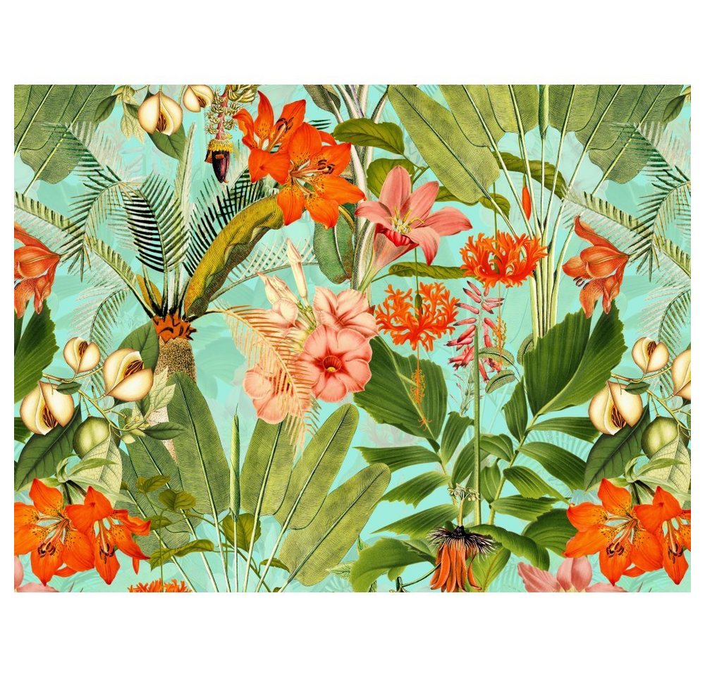 Platzset, Türkis Tropische Träume in Vintage: Blumen und Dschungel", raxxa, (Set, 4-St., Platzdecken)" von raxxa