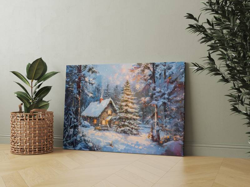 raxxa Leinwandbild "Cozy Winter Cottage with Christmas Tree", Fotodruck raxxa Leinwandbild "Cozy Winter Cottage with Christmas Tree", Fotodruck von raxxa