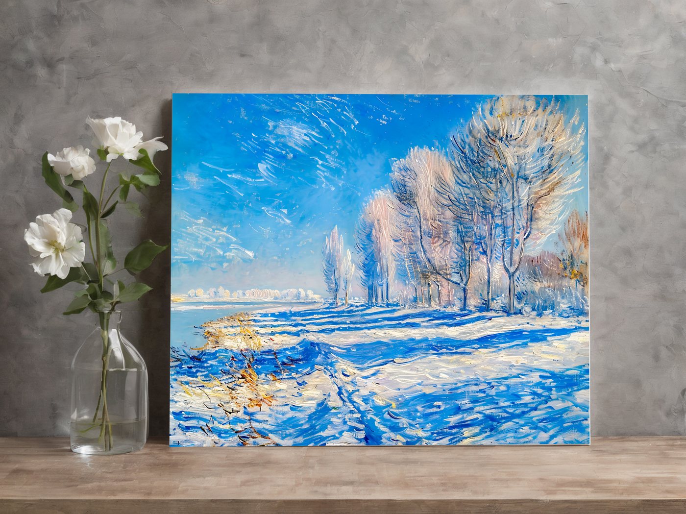raxxa Leinwandbild "Frosty Winter River Morning", Fotodruck von raxxa
