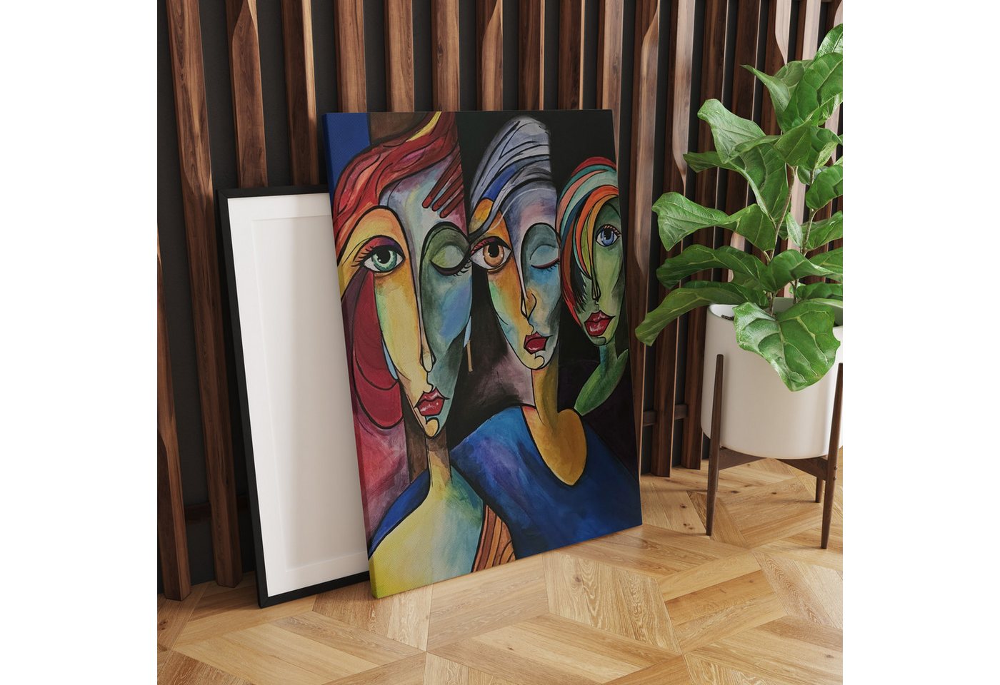 raxxa Leinwandbild "Winking Trio- Feminine Charm in Brushstrokes", Fotodruck von raxxa
