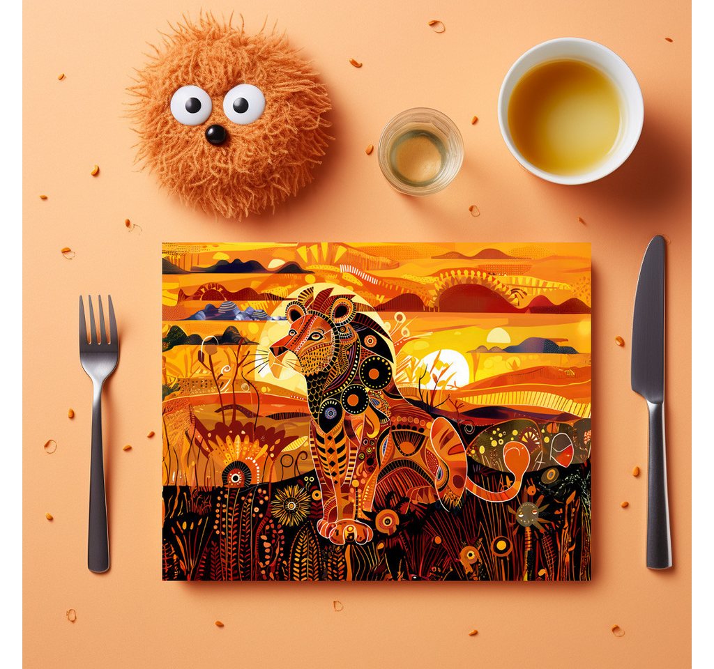 raxxa Platzset raxxa Premium-Platzset"African lion in colorful tribal painting", (Set, 4-St., Platzdecken) von raxxa