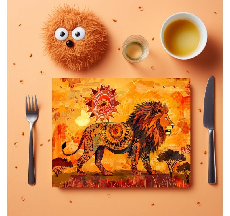 raxxa Platzset raxxa Premium-Platzset"African lion portrait in tribal style", (Set, 4-St., Platzdecken) von raxxa