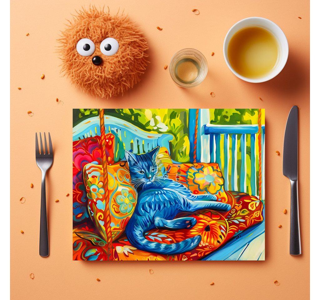 raxxa Platzset raxxa Premium-Platzset"Cat is Grooming on Swing", (Set, 4-St., Platzdecken) von raxxa