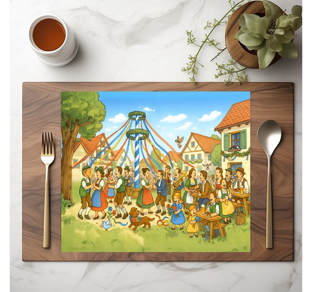 raxxa Platzset raxxa Premium-Platzset"Dance Under Maypole in bavarian village", (Set, 4-St., Platzdecken) von raxxa