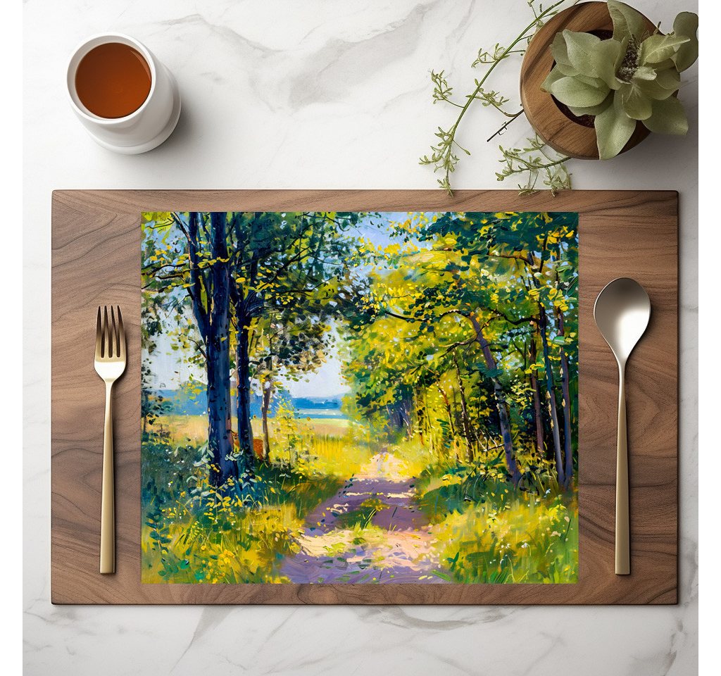 raxxa Platzset raxxa Premium-Platzset"Forest Path in Golden Summer Light", (Set, 4-St., Platzdecken) von raxxa