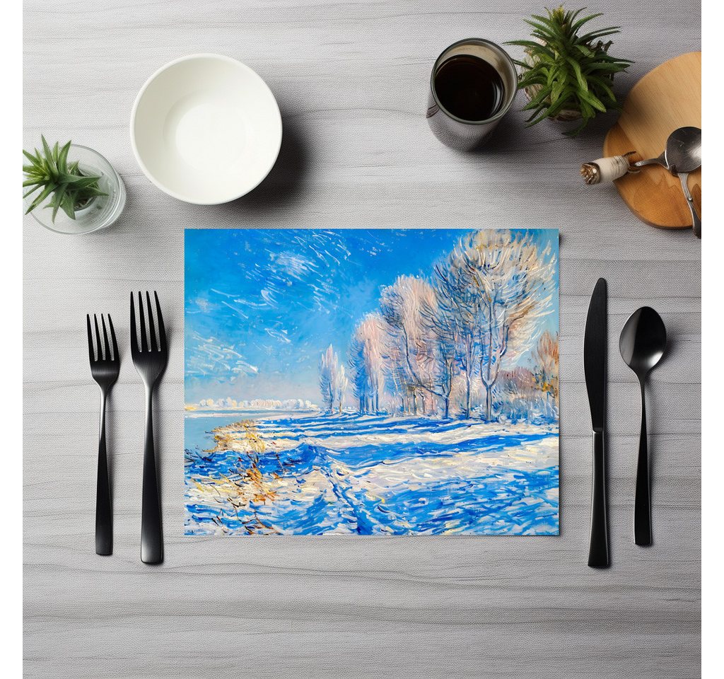 raxxa Platzset raxxa Premium-Platzset"Frosty Winter River Morning", (Set, 2-St., Platzdecken) von raxxa
