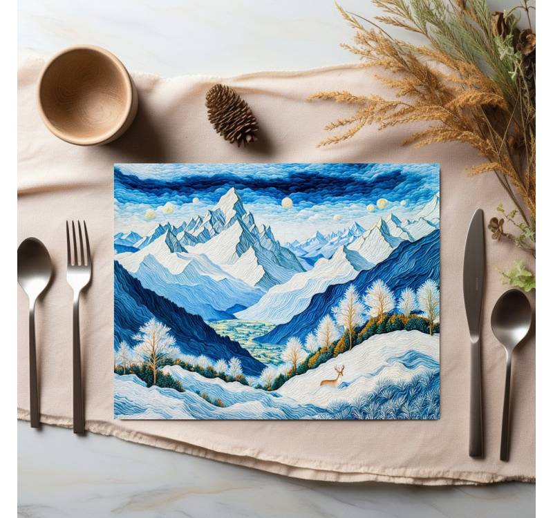 raxxa Platzset raxxa Premium-Platzset"Grand Mountain Peaks with Snow-Capped Summits", (Set, 4-St., Platzdecken) von raxxa