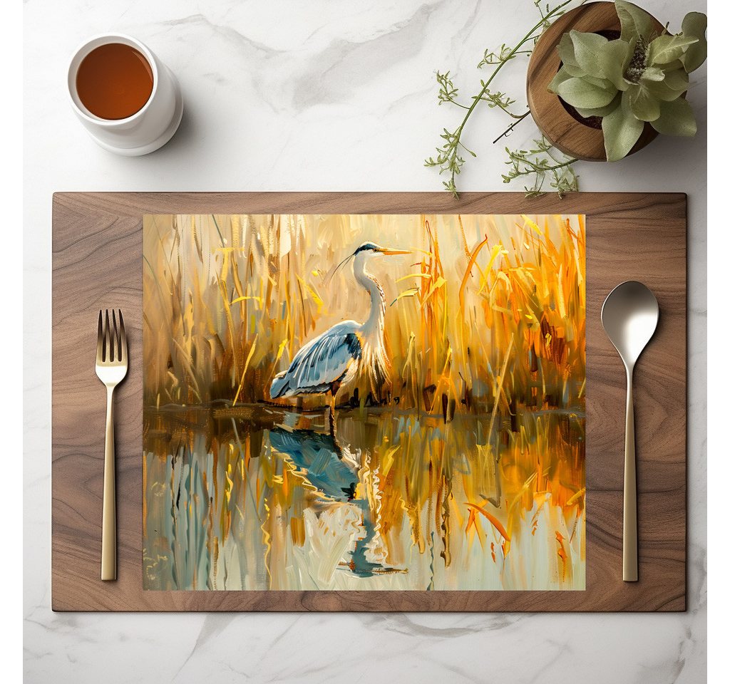 raxxa Platzset raxxa Premium-Platzset"Heron at Dawn by the Water", (Set, 4-St., Platzdecken) von raxxa