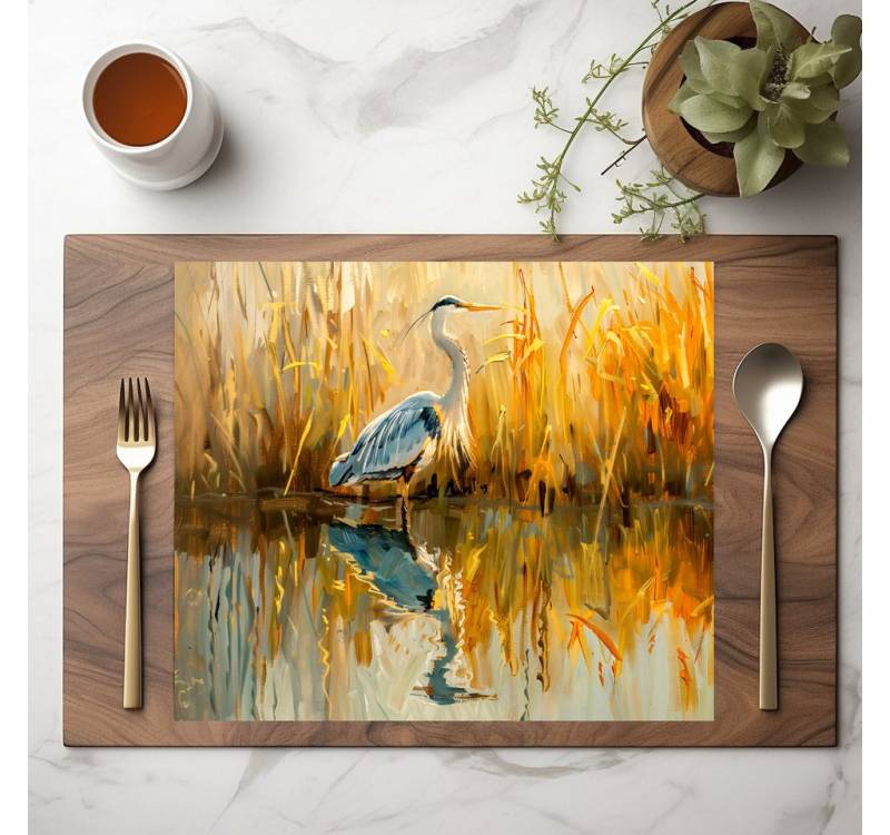 raxxa Platzset raxxa Premium-Platzset"Heron at Dawn by the Water", (Set, 4-St., Platzdecken) von raxxa