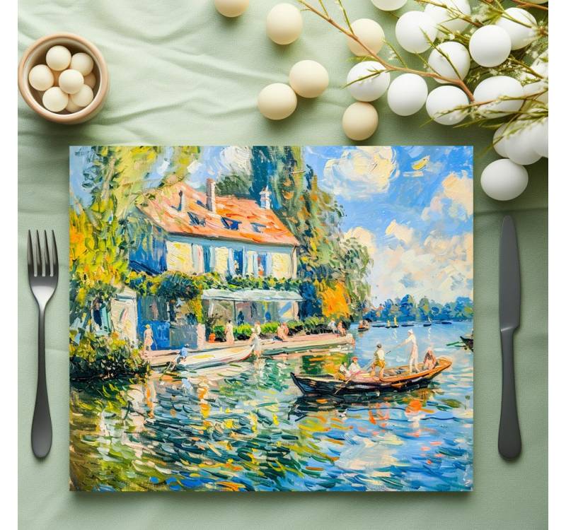 raxxa Platzset raxxa Premium-Platzset"House by the lake with boat", (Set, 4-St., Platzdecken) von raxxa