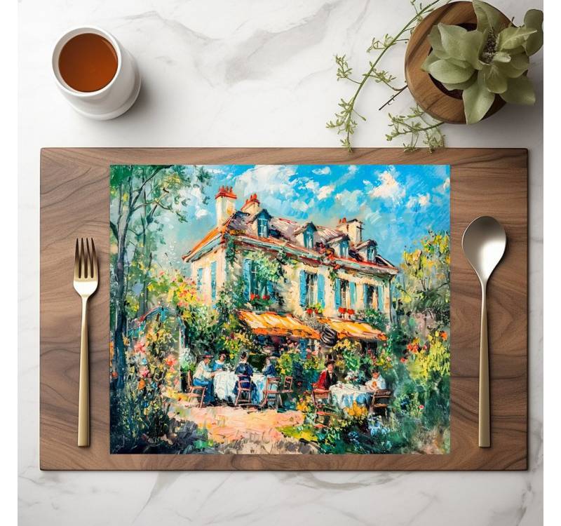 raxxa Platzset raxxa Premium-Platzset"House with garden tables and people", (Set, 4-St., Platzdecken) von raxxa