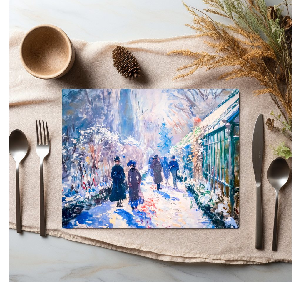 raxxa Platzset raxxa Premium-Platzset"Impressionist winter garden with walkers", (Set, 2-St., Platzdecken) von raxxa