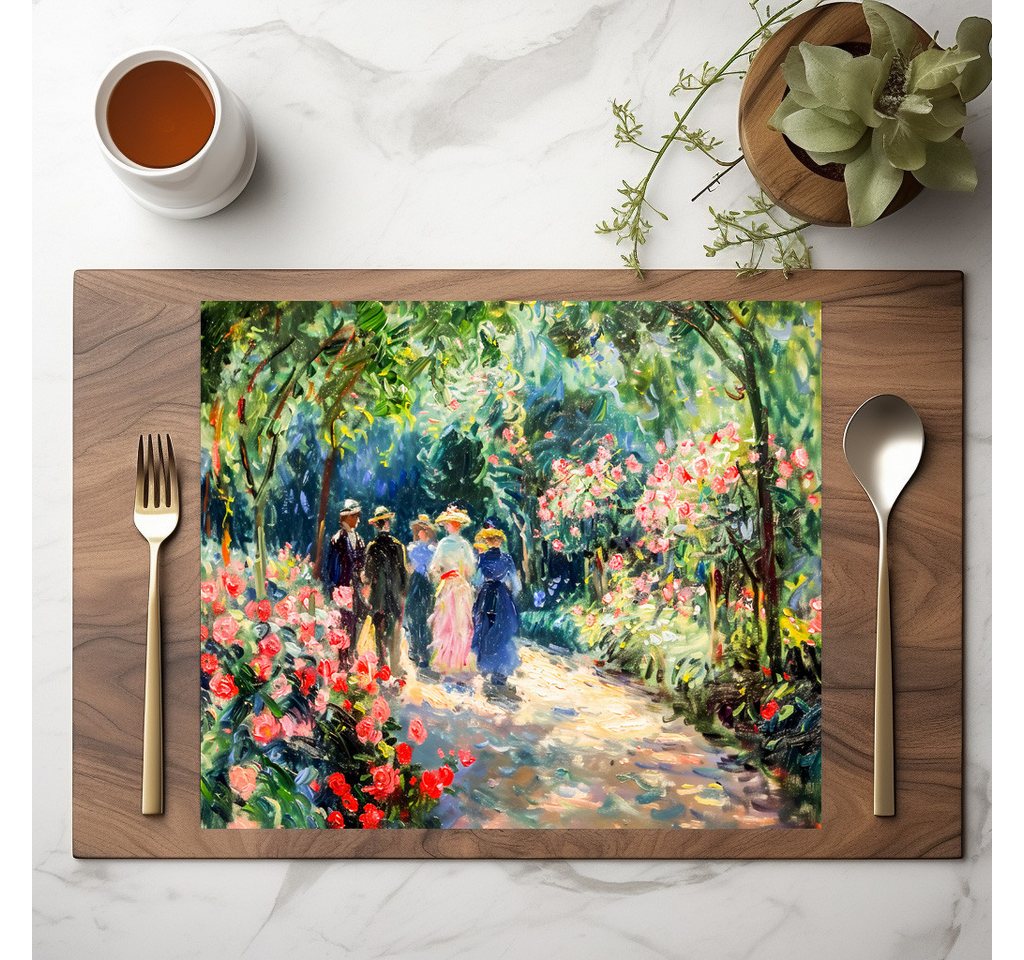 raxxa Platzset raxxa Premium-Platzset"People walking through rose garden", (Set, 4-St., Platzdecken) von raxxa
