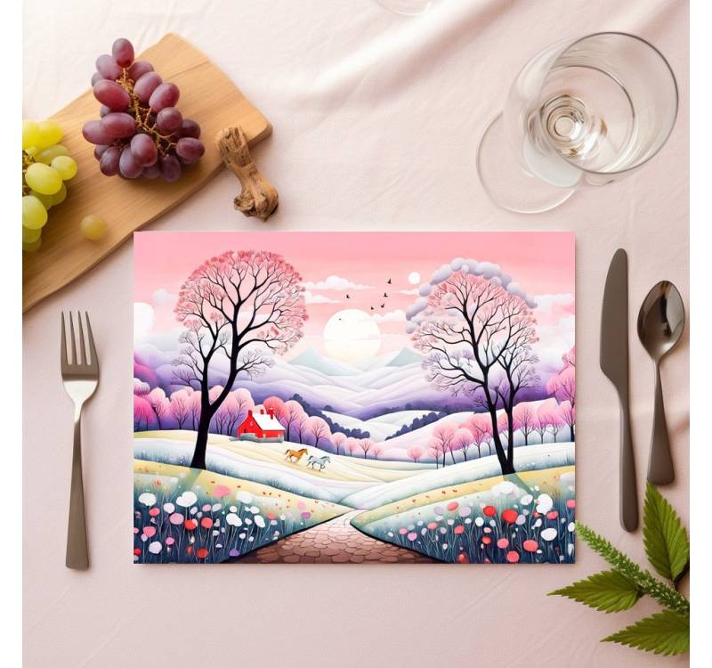 raxxa Platzset raxxa Premium-Platzset"Rural Landscape Winter to Spring Transition", (Set, 4-St., Platzdecken) von raxxa