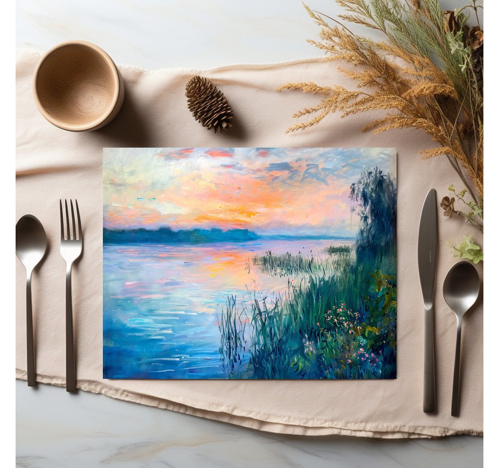 raxxa Platzset raxxa Premium-Platzset"Sunrise Autumn River Reflections", (Set, 4-St., Platzdecken) von raxxa
