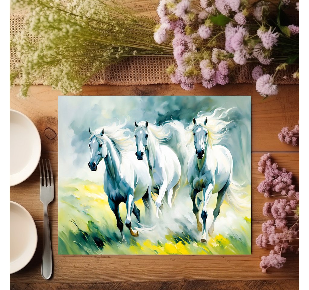 raxxa Platzset raxxa Premium-Platzset"Three Horses Running Through Flower Field", (Set, 4-St., Platzdecken) von raxxa