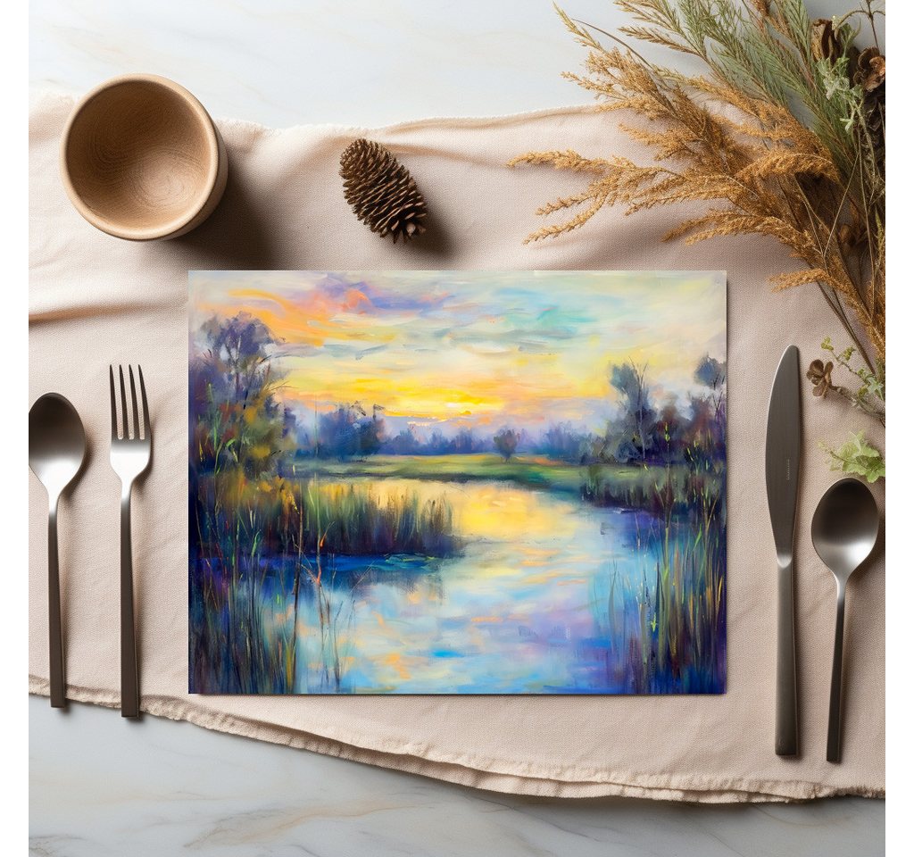 raxxa Platzset raxxa Premium-Platzset"Tranquil Havel Havelland River at Dusk", (Set, 4-St., Platzdecken) von raxxa