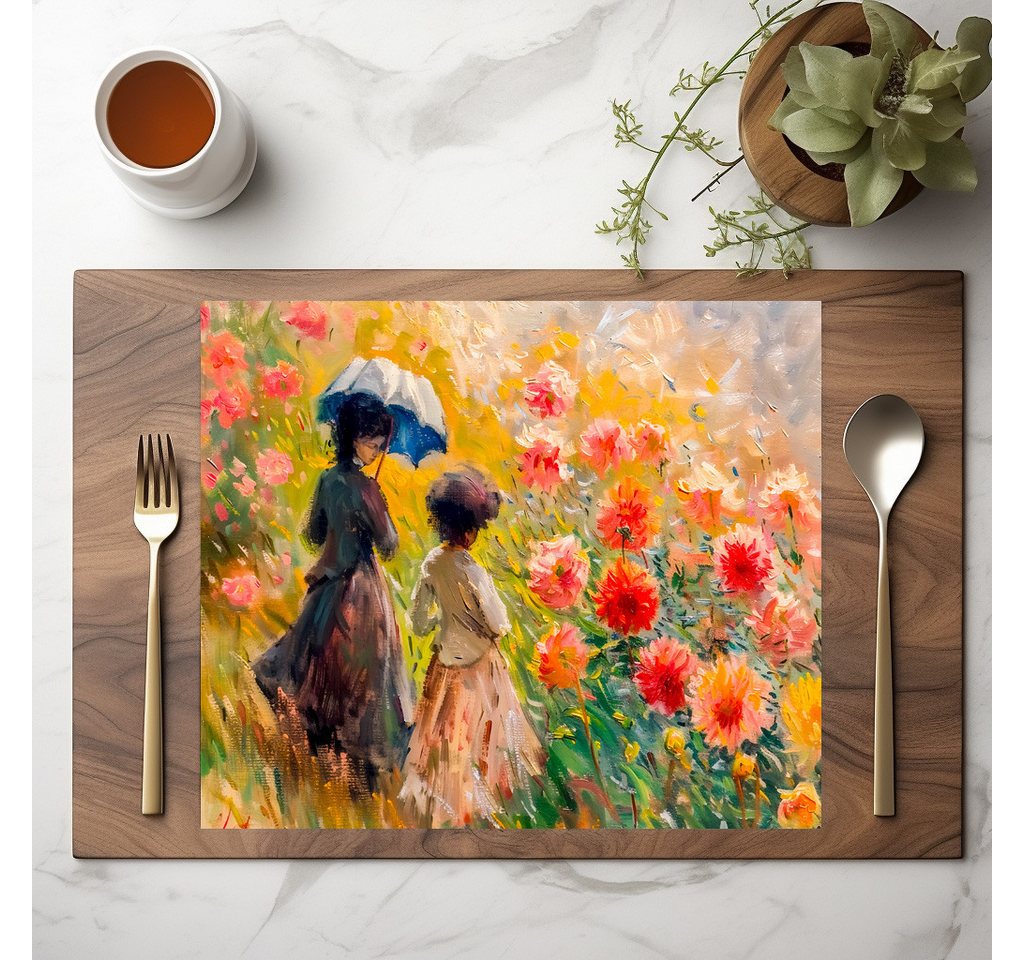 raxxa Platzset raxxa Premium-Platzset"Two women at dahlia flowerbed", (Set, 4-St., Platzdecken) von raxxa