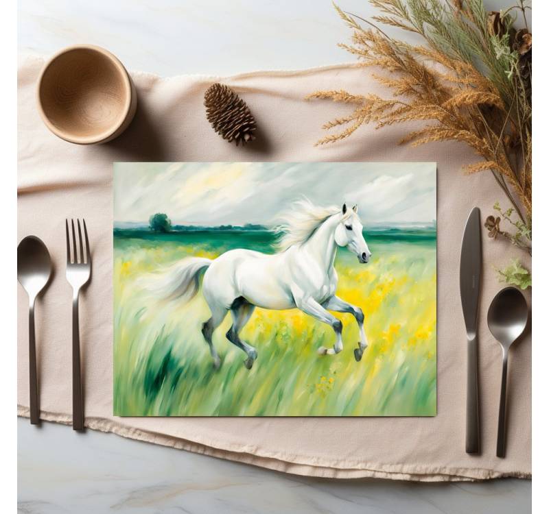 raxxa Platzset raxxa Premium-Platzset"White Horse Running Across Meadow", (Set, 4-St., Platzdecken) von raxxa