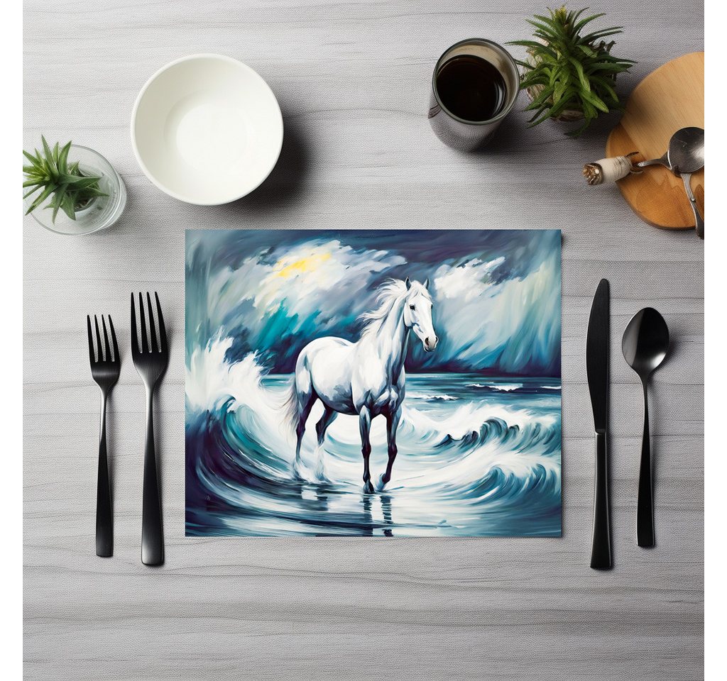 raxxa Platzset raxxa Premium-Platzset"White Horse in a Stormy Sea", (Set, 4-St., Platzdecken) von raxxa