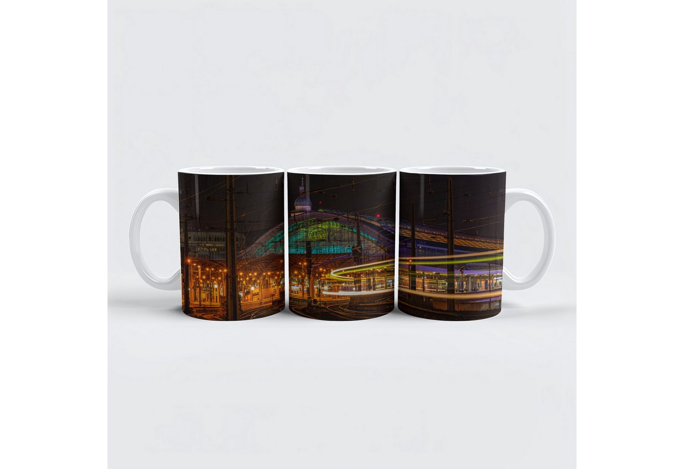 raxxa Tasse "HBF Cologne at night", Keramik von raxxa