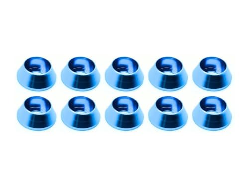 10x M3 Unterlegscheiben hoch konisch für DIN912 Zylinderkopfschrauben Alu schwarz Zylinderkopfscheibe M3 - Hellblau von rcbay