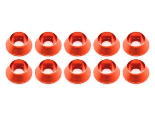 10x M5 Unterlegscheiben hoch konisch für DIN912 Zylinderkopfschrauben Alu schwarz Zylinderkopfscheibe M5 - Orange von rcbay