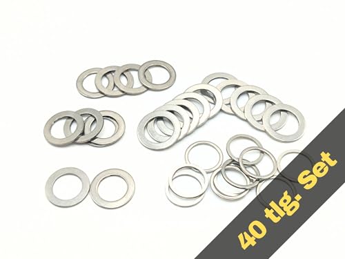 Passscheiben Set 20x28mm DIN988 40tlg. 0,1mm - 0,2mm - 0,3mm - 0,5mm Edelstahl 304 rostfrei rcbay Passscheibe Distanzscheibe von rcbay