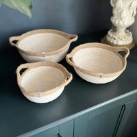 3er-Set Jute-Schalen mit Griffen - Natur/Weiß von reSpiin
