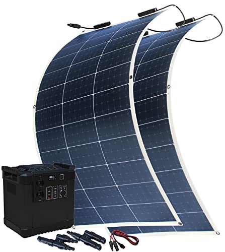 revolt tragbarer Akku 12V: Powerstation & Solar-Generator mit 2 Solarpanels, 1.456 Wh, 2.000 W (Solarmodule & Generatoren, solarbetriebener Stromgenerator) von revolt