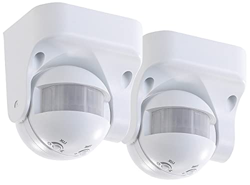 revolt Bewegungsmelder Outdoor: 2er-Set vertikal schwenkbare 180°-PIR-Bewegungsmelder, 230 V, IP44 (Bewegungsmelder für aussen, für Decke, Bewegungsmeldern) von revolt