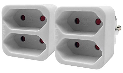 revolt 2-fach Steckdosenadapter: Steckdosen-Adapter auf 2-fach-Euro-Steckdose, 2er-Set, weiß (Eurosteckdose, Eurostecker Adapter 2-fach, Kindersicherung) von revolt