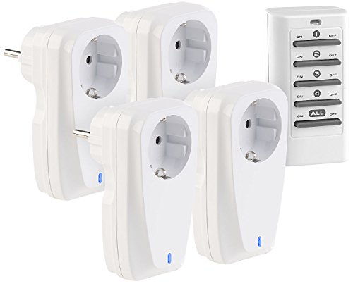 revolt Fernbedienung Steckdose: 4er-Set Funksteckdosen mit Fernbedienung, bis 16 A, 3.680 Watt (Zeitschaltuhr mit, Funkfernschalter, Schaltbare) von revolt