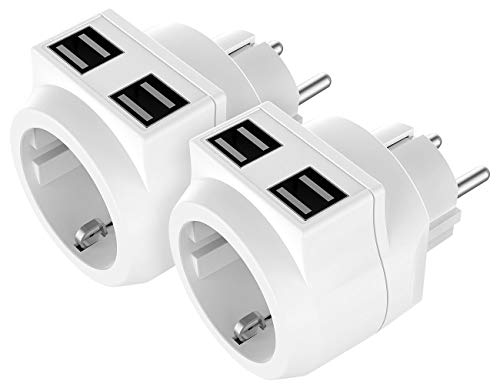 revolt USB Zwischenstecker: 2er-Set Steckdose mit 4-fach-USB-Netzteil (3,6 A / 18 W), bis 3.680 W (Steckdosenleiste USB, 2in1-Steckdose mit USB-Netzteil, Ladestecker) von revolt