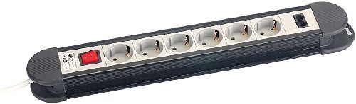 revolt LAN Schaltbare Steckdose: 6-fach Profi-Steckdosenleiste mit 2 LAN-Anschlüssen und Netzwerkschutz (Netzwerk Steckdosenleiste, Steckdosenleiste LAN schaltbar, Netzwerkanschluss) von revolt