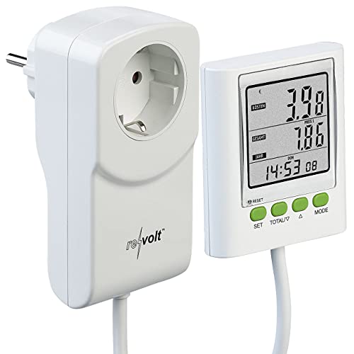 revolt Strommesser: Digitaler Energiekosten-Messer & Strom-Zähler, 2 Tarife, CO2-Anzeige (Energiezähler, Leistungsmessgerät, Energie messen) von revolt