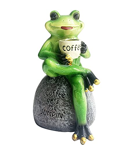 Dekofigur Frosch, sitzend auf Stein, 15,2 cm, Grün von realideas