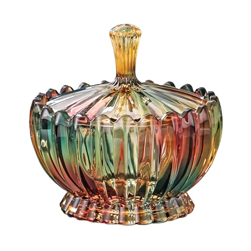 Vorratsdosen aus Glas mit Deckel – dekoratives Glas für Süßigkeiten, Schmuck, Wattestäbchen, Zahnstocher, Zahnseide, Badezimmer-Organizer, Kosmetik-Aufbewahrung, Kürbis-Design (schillerndes Glas) von realideas