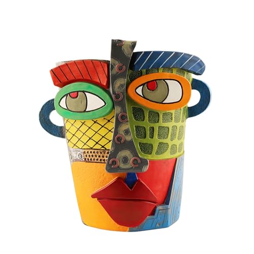 realideas Picasso Brutalist Abstrakte Schönheit Gesicht Blumentopf Ornamente – Einzigartige Gesichtspflanzgefäße Töpfe Regenbogen Kopf Pflanzgefäß Dekorativer Blumenbehälter für Innen- und von realideas
