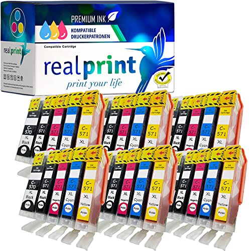 realprint 30 Druckerpatronen als Ersatz für Canon PGI570 CLI571 XL mit Chip kompatibel für Canon PIXMA MG5750 MG6850 TS5050 TS6050 TS8050 von realprint
