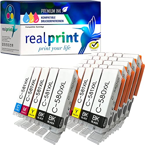 realprint 30 XXL Druckerpatronen mit Chip ersetzen Canon PGI-580 CLI-581 passend für die Drucker Canon Pixma TS705 (a) TS6350 (a) TS9550 von realprint