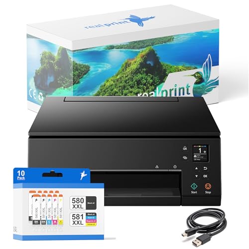 realprint Multipack bestehend aus Multifunktionsdrucker TS6350a (Scannen, Kopieren, drucken) inkl 10 Druckerpatronen kompatibel für TS6350a von realprint