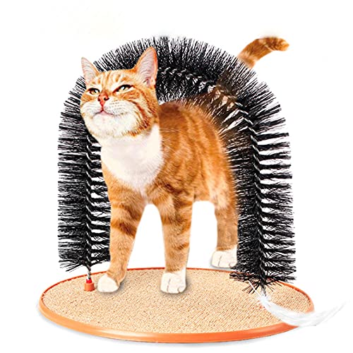 rebirthsame Katzenbogen Katzenspielzeug Massagebogen Fellpflegebogen Für Katzen Mit Kratzbürste Und Integriertem Kratzbrett Aus Sisal Zur Massage Fellpflege Und Zum Spielen von rebirthsame