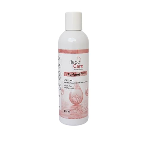 Purisent Plus Chlorhexidin Shampoo 250 ml für Hunde & Katzen: Sanfte Reinigung bei Hautproblemen, Mit Chlorhexidin gegen Keime & Malassezien, Ohne Duftstoffe, Für empfindliche Haut von reboVet
