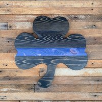 Polizist Dünne Blaue Linie Shamrock Altholz von reclaimedrecyclednyc