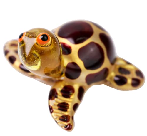 redchocol8® Kleine kleine handgefertigte Schildkröte aus Glas, glänzend, Gartendekoration, Ornament, Gold-Terrarium von redchocol8