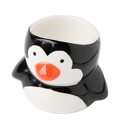 redchocol8 (R) Keramik handbemalt Pinguin Eierbecher schwarz animal Frühstück Südpol Kid von redchocol8